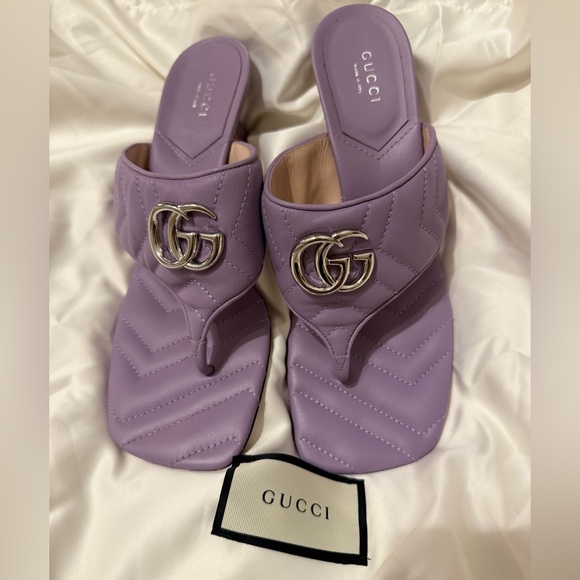 GucciDouble-G Thong Marmont Purple Leather Sandalssize 9